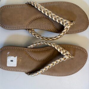 Stylish Braided Sandals in Gold and Tan